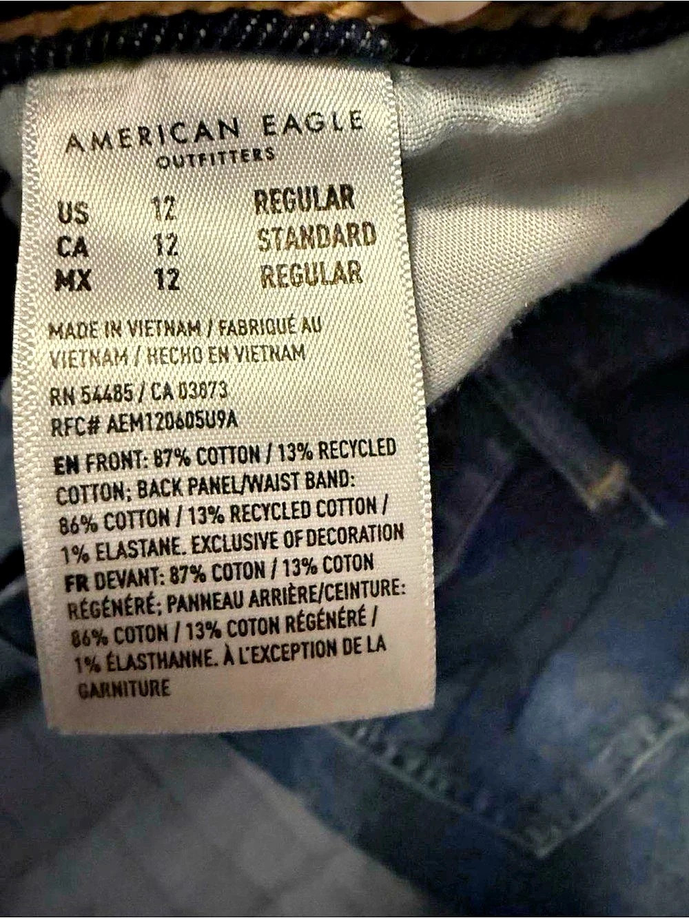 American Eagle Strigid Low-Rise Baggy Straight Jeans Size 12 - Picture 7 of 8